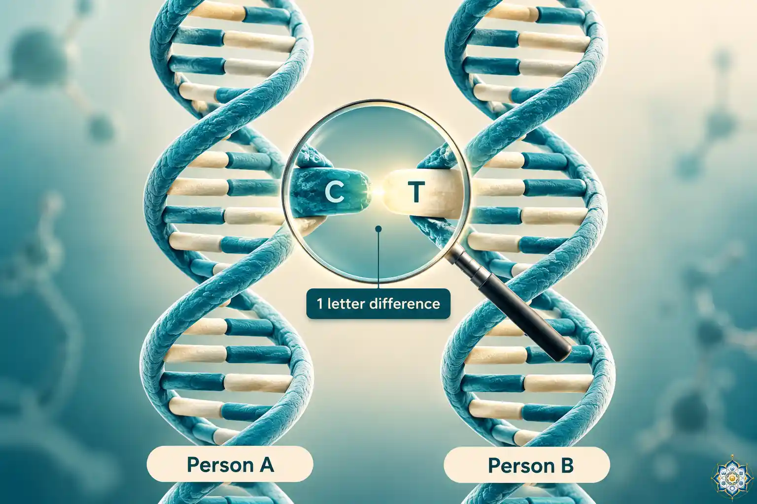 Human DNA double helix — why 99% of our genetic code is identical